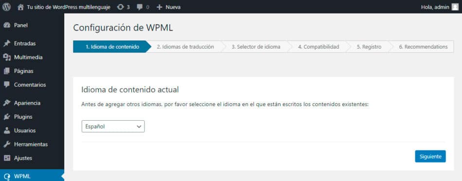 Configuracion de plugin multilenguaje WordPress