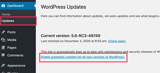 Actualizaciones automáticas WordPress