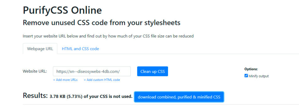 Eliminar CSS no utilizado en PurifyCSS