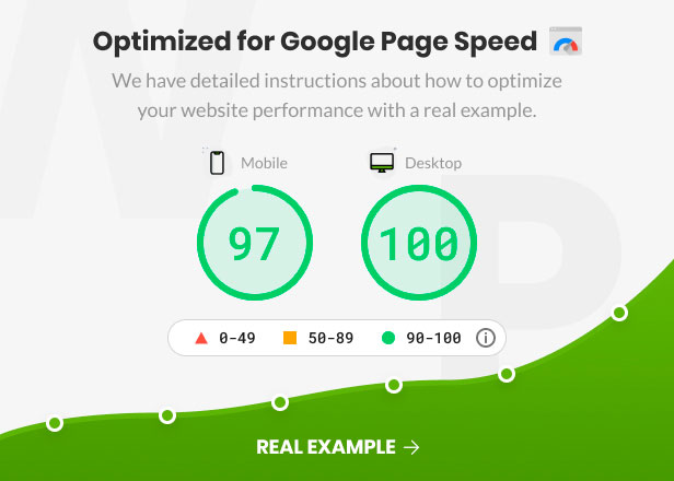Optimizado para la velocidad de la página de Google