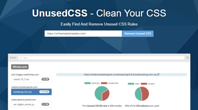 UnusedCSS Eliminar la herramienta CSS no utilizada