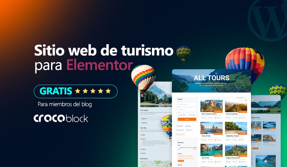 Plantilla de sitio web de Turismo - Viajes para Elementor