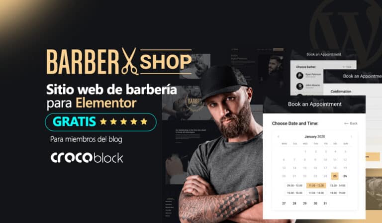 Sitio web de Barbería para Elementor